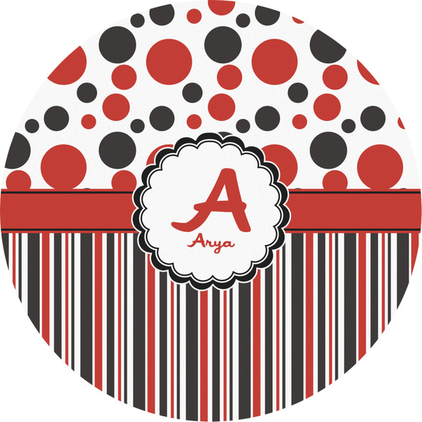 Custom Red & Black Dots & Stripes Multipurpose Round Labels - 2" (Personalized)