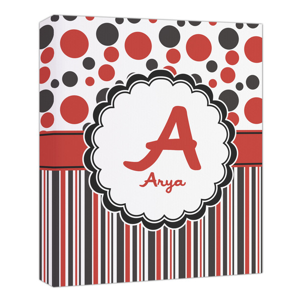 Custom Red & Black Dots & Stripes Canvas Print - 20x24 (Personalized)