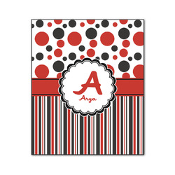 Red & Black Dots & Stripes Wood Print - 20x24 (Personalized)