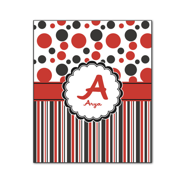 Custom Red & Black Dots & Stripes Wood Print - 20x24 (Personalized)