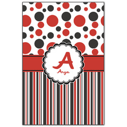 Red & Black Dots & Stripes Wood Print - 20x30 (Personalized)