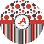 Red & Black Dots & Stripes Multipurpose Round Labels - 3" (Personalized)