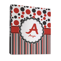 Red & Black Dots & Stripes 3 Ring Binder - Full Wrap - 1" (Personalized)