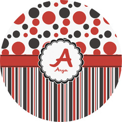 Red & Black Dots & Stripes Multipurpose Round Labels - 5" (Personalized)