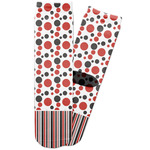 Red & Black Dots & Stripes Adult Crew Socks