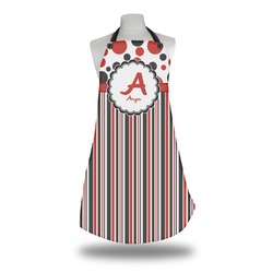 Red & Black Dots & Stripes Apron w/ Name and Initial