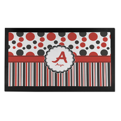 Red & Black Dots & Stripes Bar Mat - Small (Personalized)