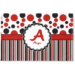 Red & Black Dots & Stripes Woven Mat (Personalized)