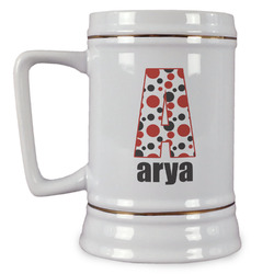 Red & Black Dots & Stripes Beer Stein (Personalized)