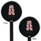 Red & Black Dots & Stripes Black Plastic 5.5" Stir Stick - Double Sided - Round - Front & Back