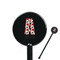 Red & Black Dots & Stripes Black Plastic 5.5" Stir Stick - Round - Closeup