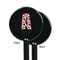 Red & Black Dots & Stripes Black Plastic 5.5" Stir Stick - Single Sided - Round - Front & Back