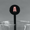 Red & Black Dots & Stripes Black Plastic 7" Stir Stick - Round - Main