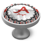 Red & Black Dots & Stripes Cabinet Knob (Personalized)