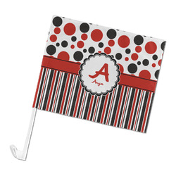 Red & Black Dots & Stripes Car Flag - Large (Personalized)