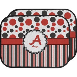 Red & Black Dots & Stripes Car Floor Mats (Back Seat) (Personalized)