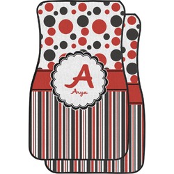 Red & Black Dots & Stripes Car Floor Mats (Personalized)