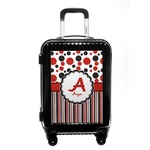 Red & Black Dots & Stripes Carry On Hard Shell Suitcase (Personalized)