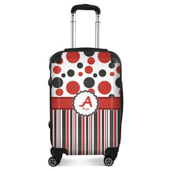 Red & Black Dots & Stripes Suitcase - 20" Carry On (Personalized)