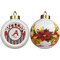 Red & Black Dots & Stripes Ceramic Christmas Ornament - Poinsettias (APPROVAL)