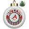 Red & Black Dots & Stripes Ceramic Christmas Ornament - Xmas Tree (Front View)