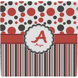 Red & Black Dots & Stripes Ceramic Tile Hot Pad (Personalized)