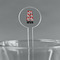 Red & Black Dots & Stripes Clear Plastic 7" Stir Stick - Round - Main