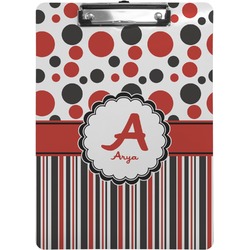 Red & Black Dots & Stripes Clipboard (Letter Size) (Personalized)