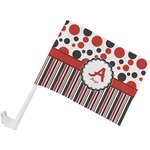 Red & Black Dots & Stripes Car Flag - Small w/ Name and Initial