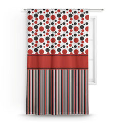 Red & Black Dots & Stripes Curtain Panel - Custom Size