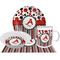 Red & Black Dots & Stripes Dinner Set - 4 Pc (Personalized)