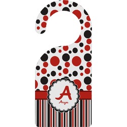 Red & Black Dots & Stripes Door Hanger (Personalized)