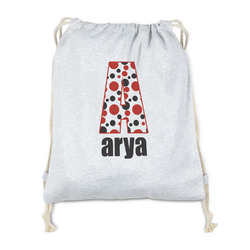 Red & Black Dots & Stripes Drawstring Backpack - Sweatshirt Fleece (Personalized)