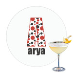 Red & Black Dots & Stripes Printed Drink Topper - 3.25" (Personalized)