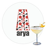 Red & Black Dots & Stripes Printed Drink Topper - 3.5" (Personalized)