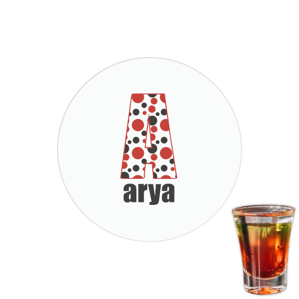 Custom Red & Black Dots & Stripes Printed Drink Topper - 1.5" (Personalized)