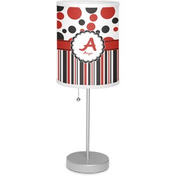 Red & Black Dots & Stripes 7" Drum Lamp with Shade Polyester (Personalized)