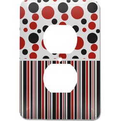 Red & Black Dots & Stripes Electric Outlet Plate