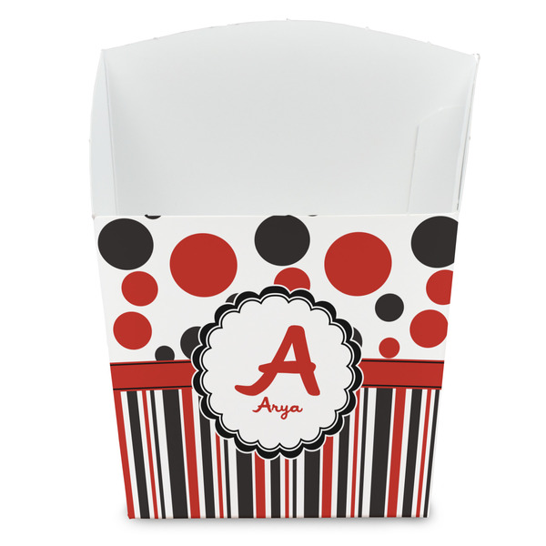 Custom Red & Black Dots & Stripes French Fry Favor Boxes (Personalized)