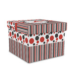 Red & Black Dots & Stripes Gift Box with Lid - Canvas Wrapped - Medium (Personalized)