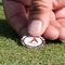 Red & Black Dots & Stripes Golf Ball Marker - Hand