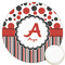 Red & Black Dots & Stripes Icing Circle - Large - Front