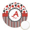 Red & Black Dots & Stripes Icing Circle - Medium - Front