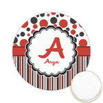 Red & Black Dots & Stripes Printed Cookie Topper - 2.15" (Personalized)