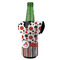 Red & Black Dots & Stripes Jersey Bottle Cooler - ANGLE (on bottle)