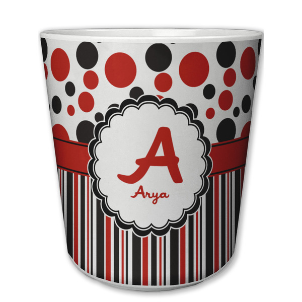 Custom Red & Black Dots & Stripes Plastic Tumbler 6oz (Personalized)