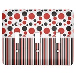 Red & Black Dots & Stripes Light Switch Cover (3 Toggle Plate)