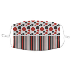 Red & Black Dots & Stripes Adult Cloth Face Mask - XLarge