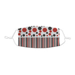 Red & Black Dots & Stripes Kid's Cloth Face Mask - XSmall