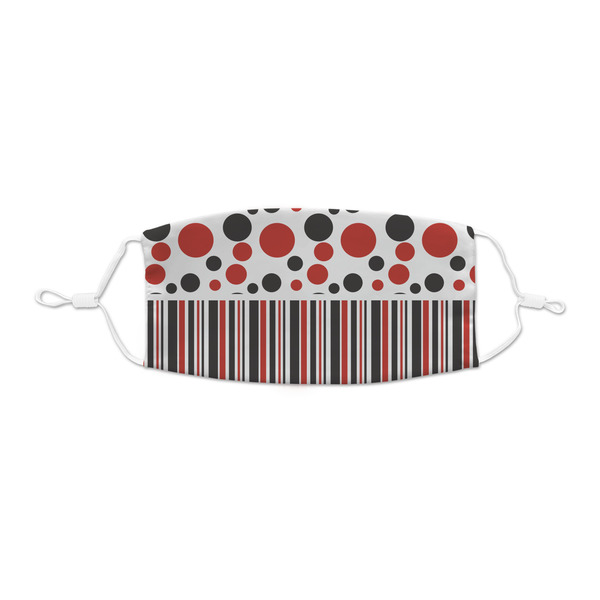 Custom Red & Black Dots & Stripes Kid's Cloth Face Mask - XSmall